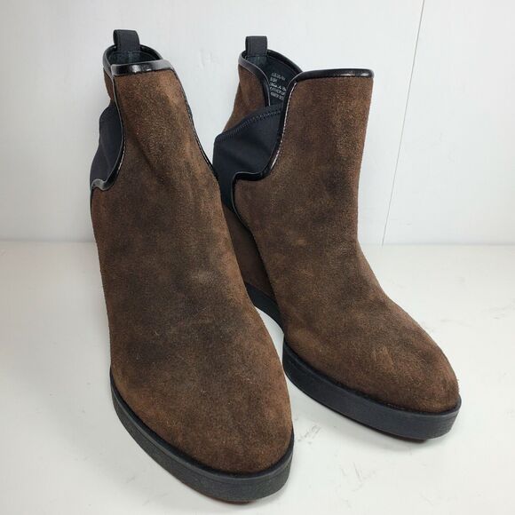 Donald Pliner women boots Wedge Bootie Dark Brown Suede Luluu Sz 9.5 new - Picture 3 of 8